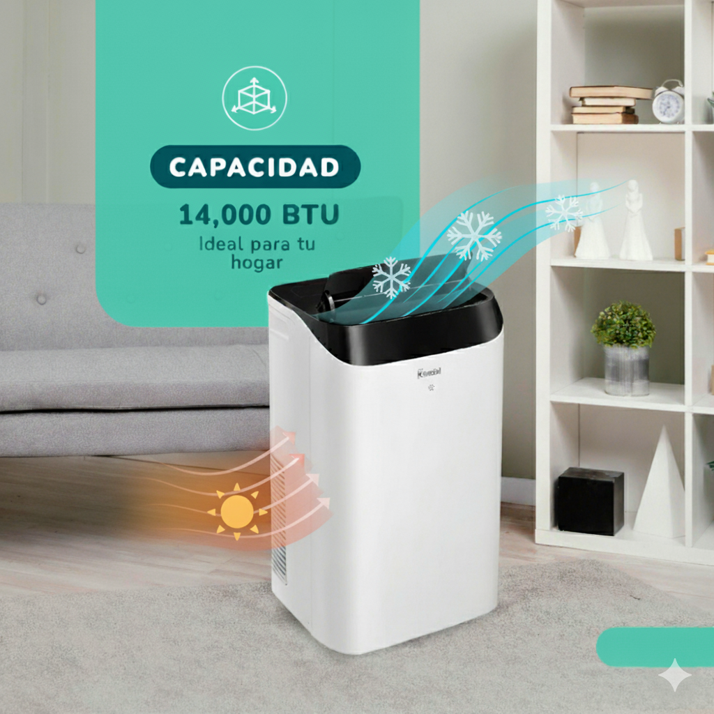Aire Acondicionado Portátil y Deshumidificador 3 en 1,WIFI  14000 BTU