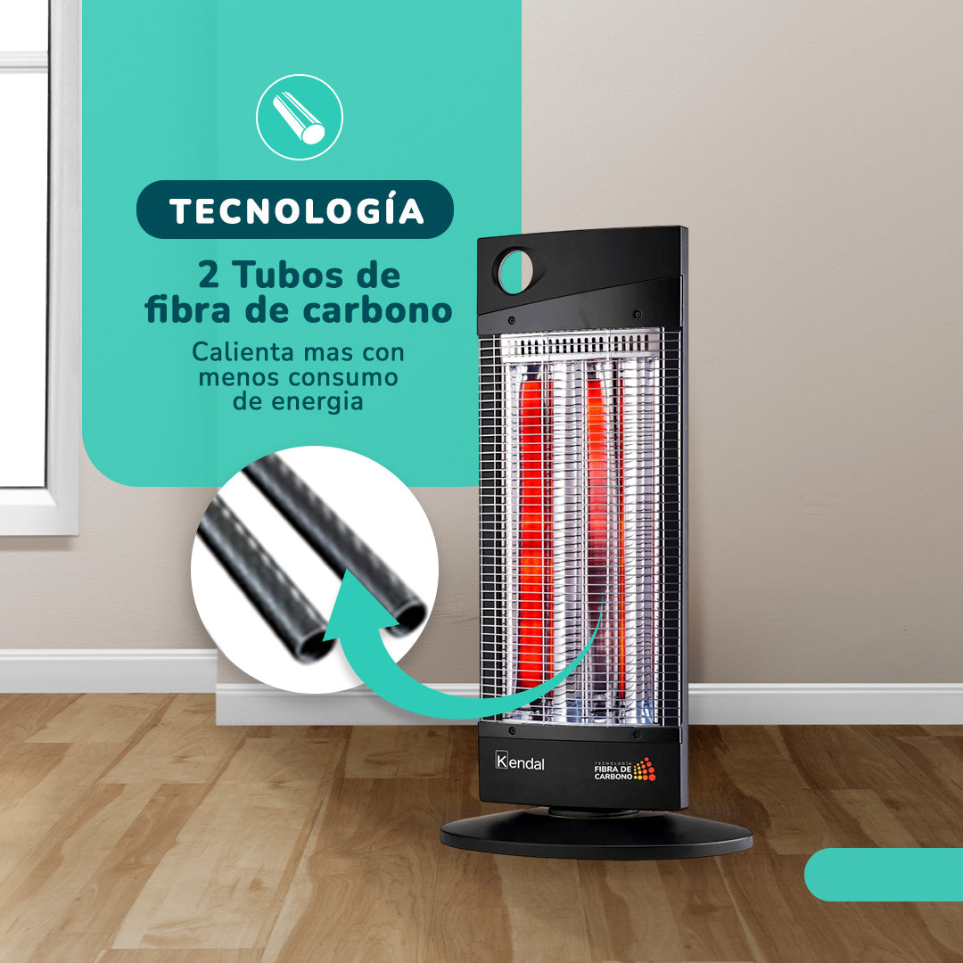 Estufa Eléctrica Fibra Carbono KENDAL Potencia 1000w Cobertura 16m2