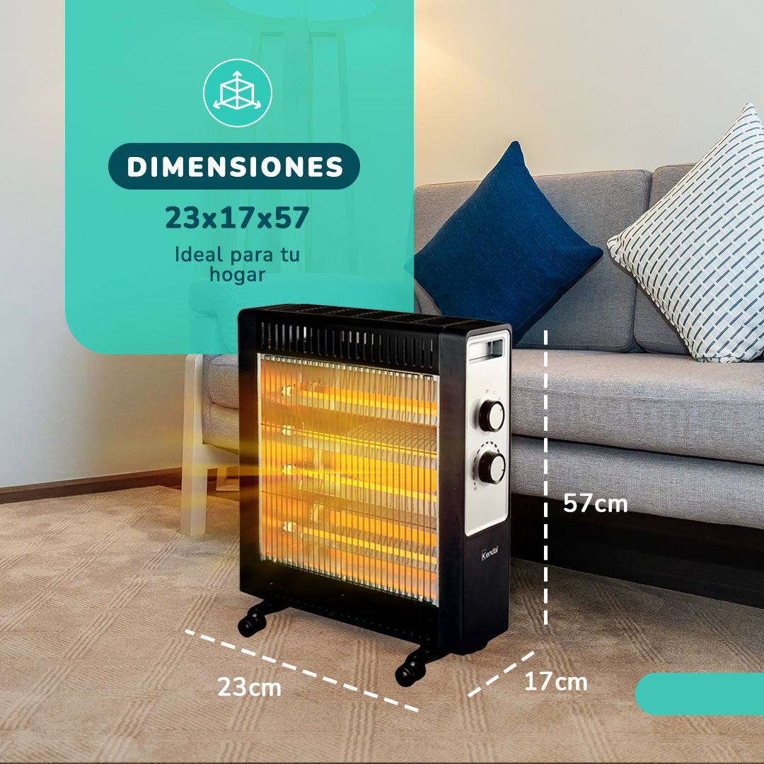 Estufa Eléctrica Fibra de Carbono KENDAL 4 tubos Potencia 2200W Cobertura 20m2