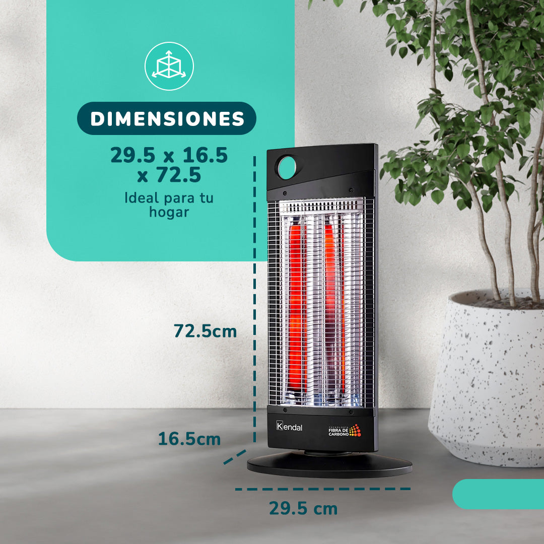 Estufa Eléctrica Fibra Carbono KENDAL Potencia 1000w Cobertura 16m2
