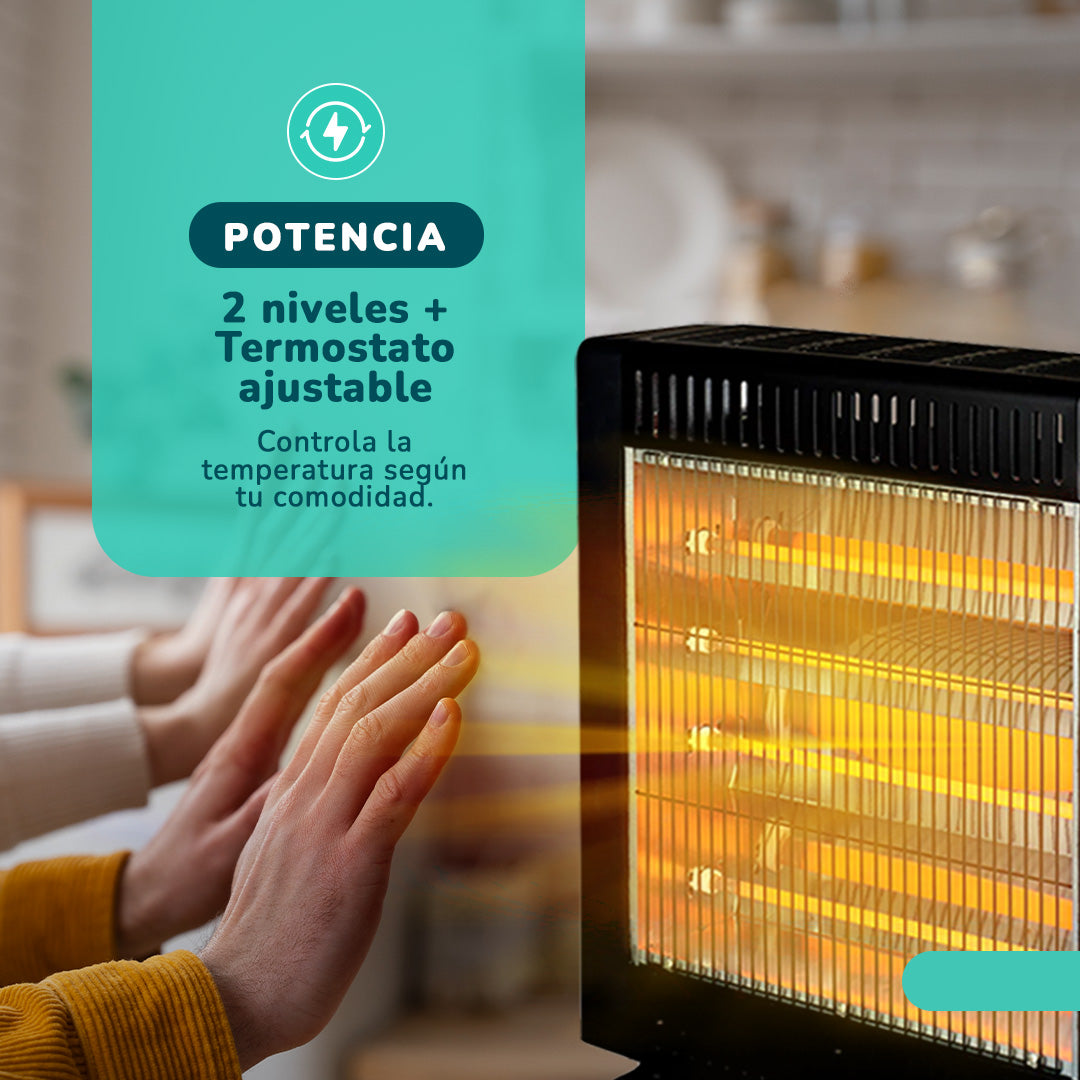 Estufa Eléctrica Fibra de Carbono KENDAL 4 tubos Potencia 2200W Cobertura 20m2