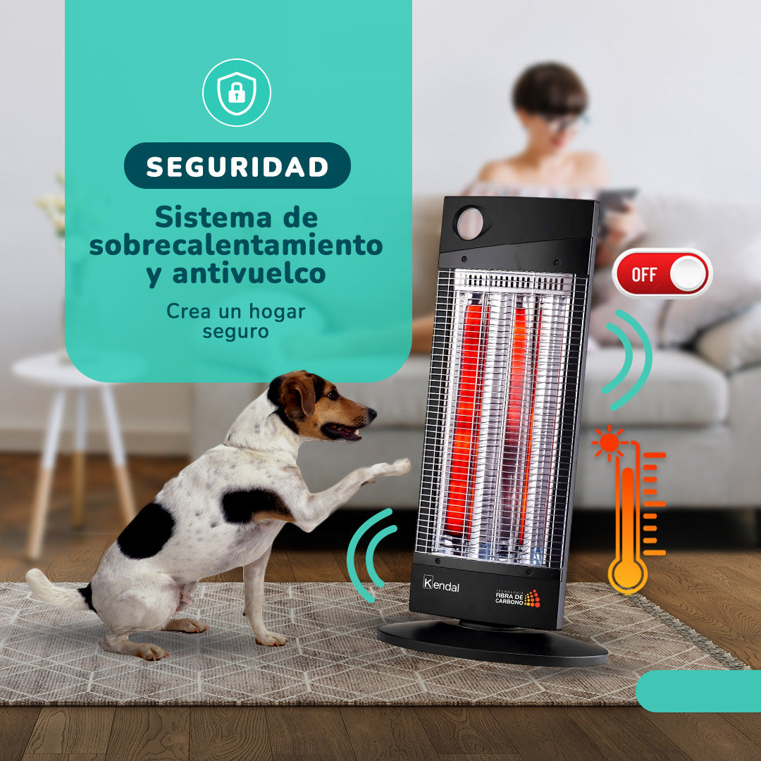 Estufa Eléctrica Fibra Carbono KENDAL Potencia 1000w Cobertura 16m2