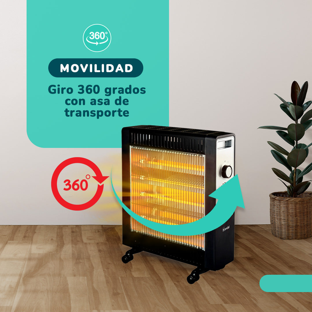 Estufa Eléctrica Fibra de Carbono KENDAL 4 tubos Potencia 2200W Cobertura 20m2