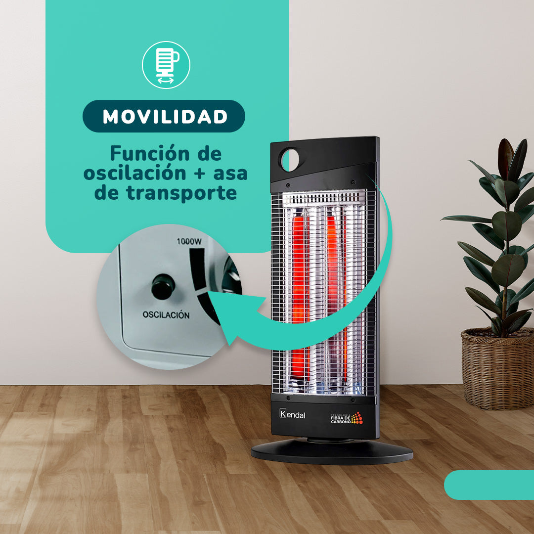Estufa Eléctrica Fibra Carbono KENDAL Potencia 1000w Cobertura 16m2