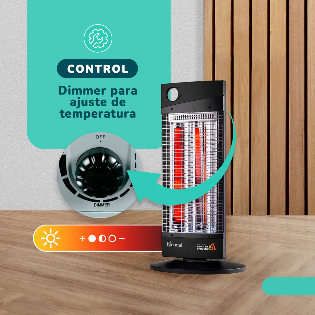 Estufa Eléctrica Fibra Carbono KENDAL Potencia 1000w Cobertura 16m2