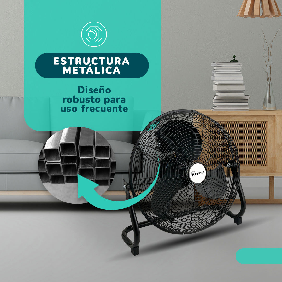 Ventilador Metálico de Piso Kendal FE-50 20 Pulgadas 150W de Potencia Alto Flujo de Aire