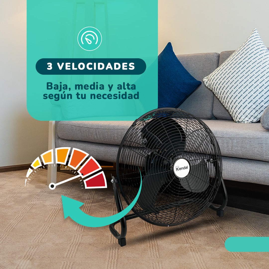 Ventilador Metálico de Piso Kendal FE-50 20 Pulgadas 150W de Potencia Alto Flujo de Aire