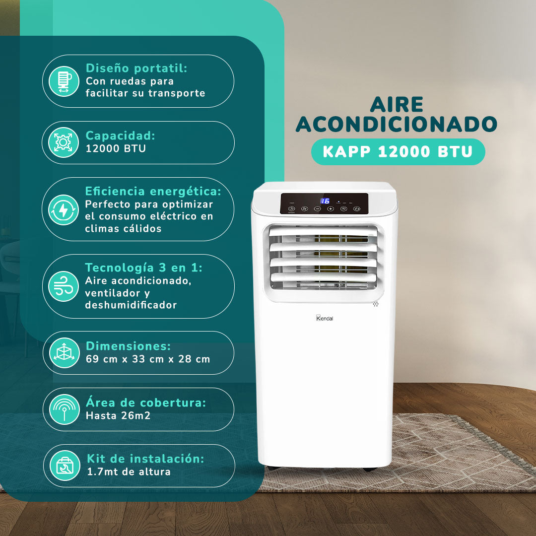 Aire Acondicionado Portátil 12000 BTU 3 en 1