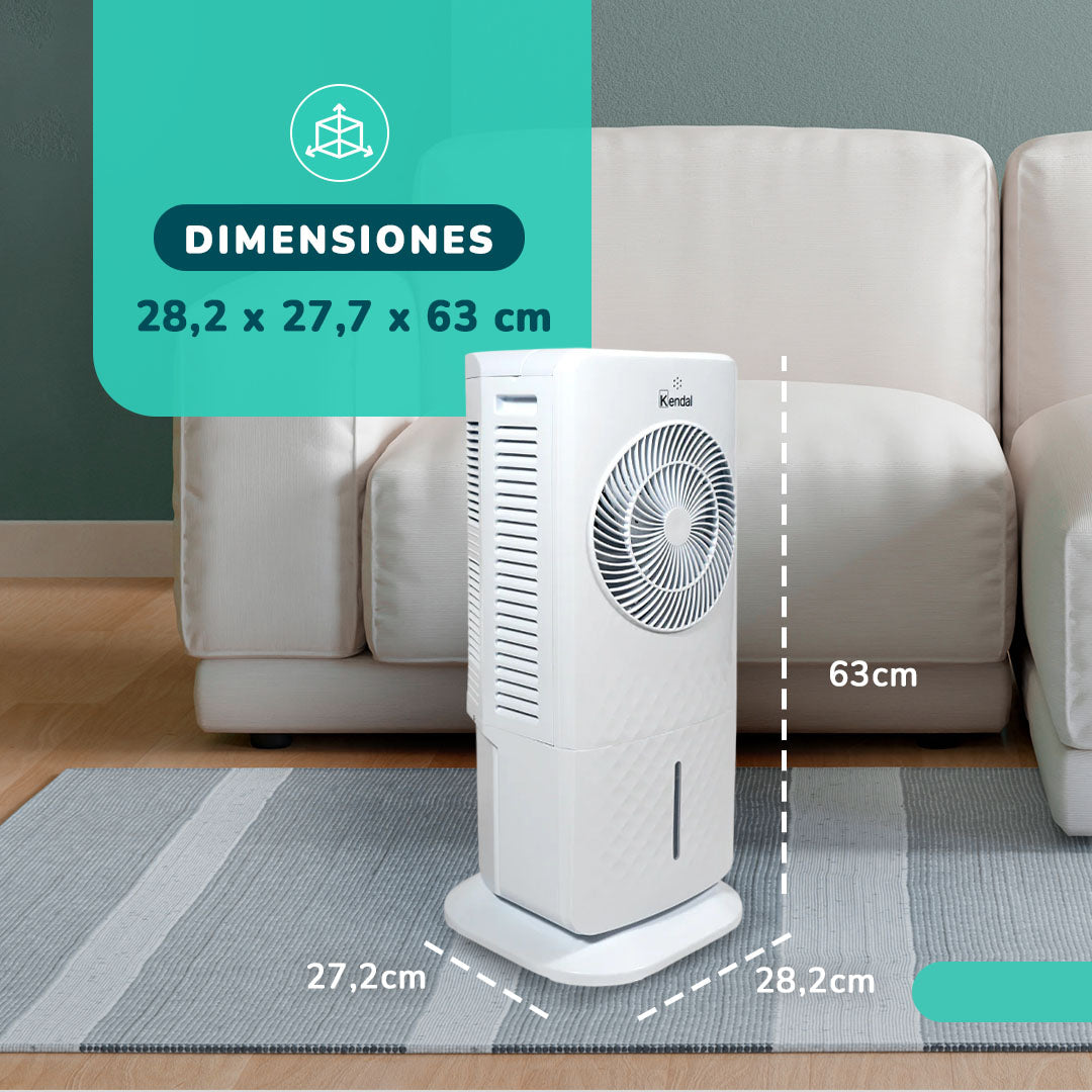Ventilador Aire  4 En 1 | Potencia 50w Humidificador, Purificador, Control Remoto, Temporizador,3 Modos, Tanque 5L Con Ice Packs