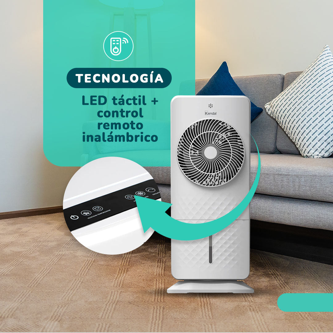 Ventilador Aire  4 En 1 | Potencia 50w Humidificador, Purificador, Control Remoto, Temporizador,3 Modos, Tanque 5L Con Ice Packs
