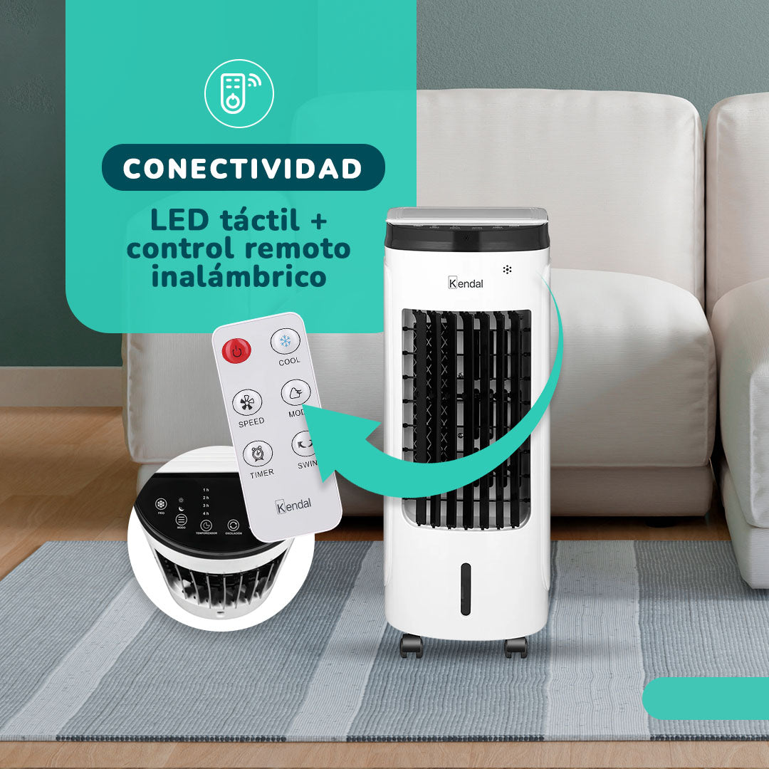 Enfriador De Aire Y Ventilador 4 En 1 | Potencia 60w Humidificador, Purificador, Control Remoto, Temporizador,3 Modos, 3.5l Tanque Con Ice Packs