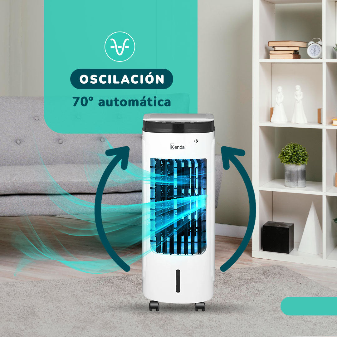 Enfriador De Aire Y Ventilador 4 En 1 | Potencia 60w Humidificador, Purificador, Control Remoto, Temporizador,3 Modos, 3.5l Tanque Con Ice Packs