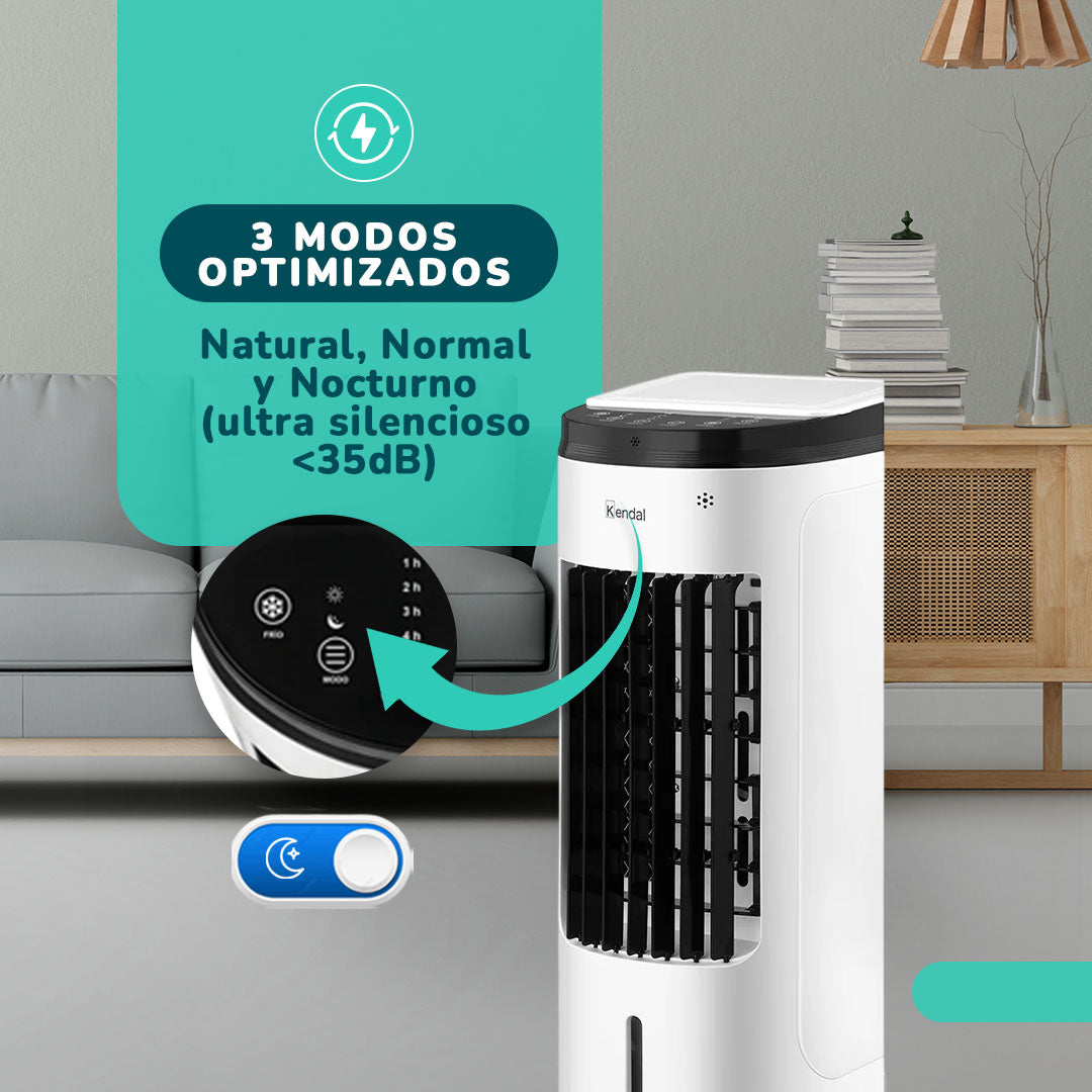 Enfriador De Aire Y Ventilador 4 En 1 | Potencia 60w Humidificador, Purificador, Control Remoto, Temporizador,3 Modos, 3.5l Tanque Con Ice Packs