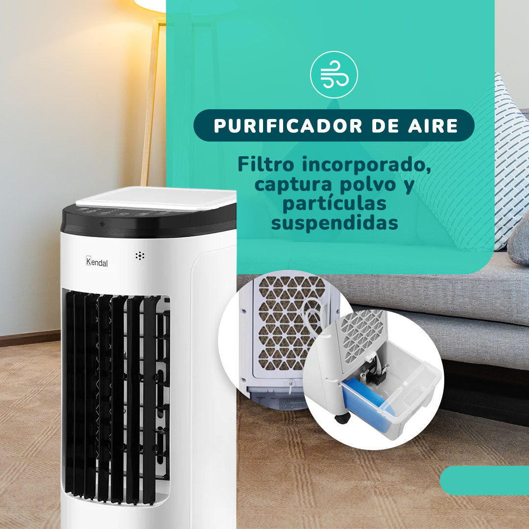 Enfriador De Aire Y Ventilador 4 En 1 | Potencia 60w Humidificador, Purificador, Control Remoto, Temporizador,3 Modos, 3.5l Tanque Con Ice Packs