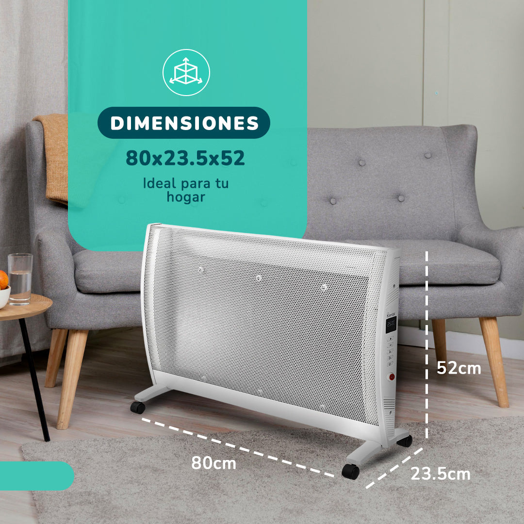 Estufa Panel Calefactor MICA KENDAL Potencia 1800w Cobertura 18m2 Instalación Piso/Muro