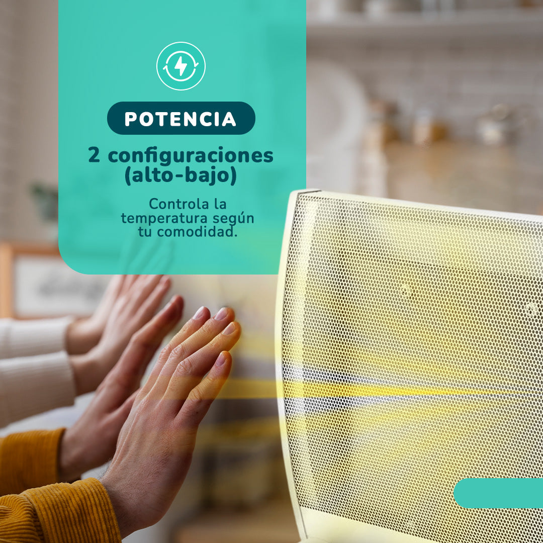 Estufa Panel Calefactor MICA KENDAL Potencia 1800w Cobertura 18m2 Instalación Piso/Muro