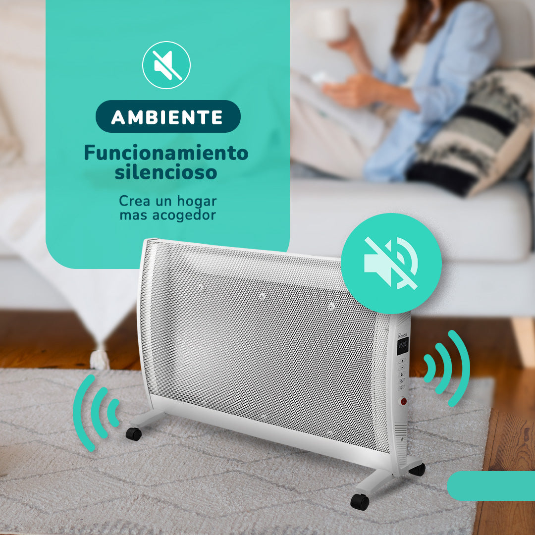 Estufa Panel Calefactor MICA KENDAL Potencia 1800w Cobertura 18m2 Instalación Piso/Muro