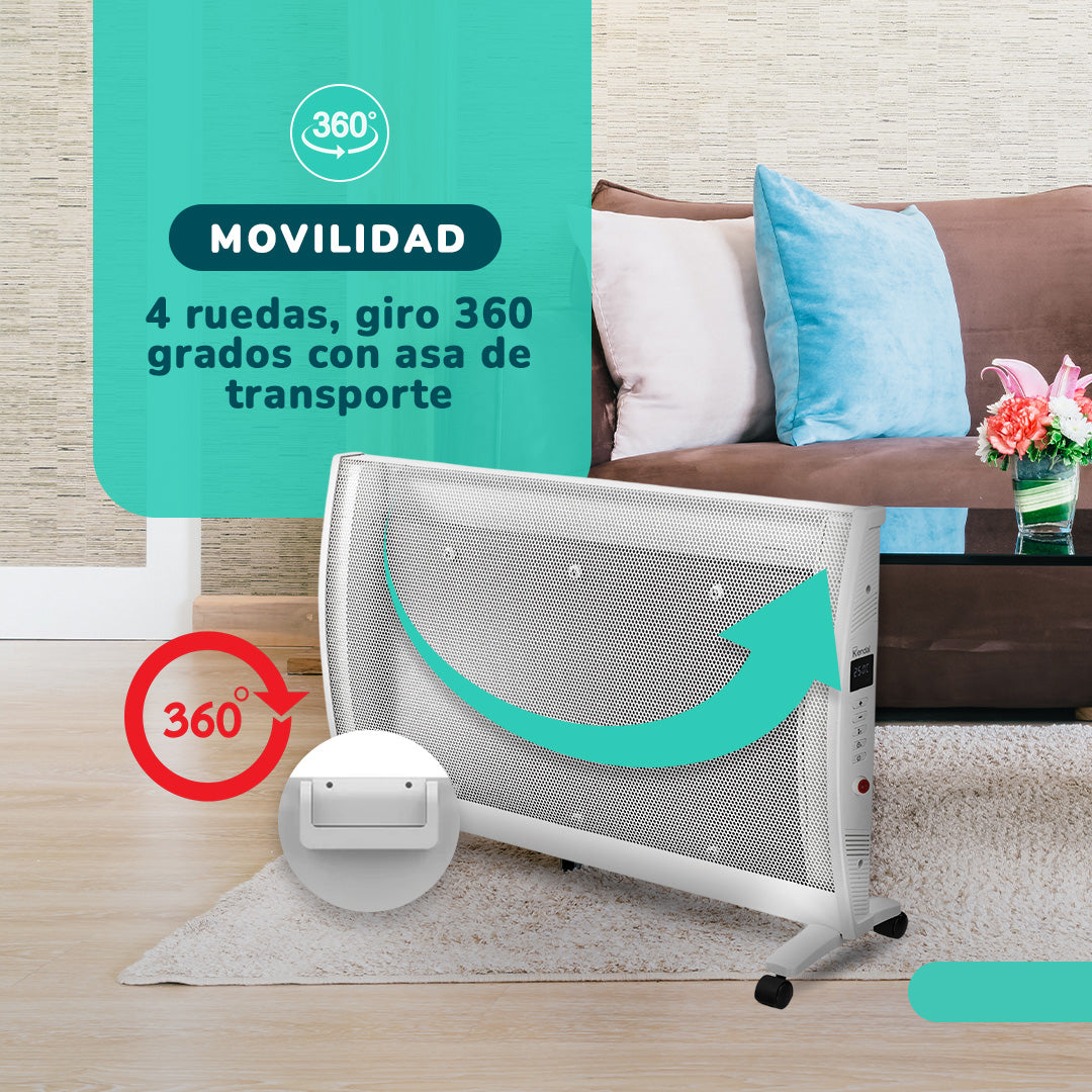 Estufa Panel Calefactor MICA KENDAL Potencia 1800w Cobertura 18m2 Instalación Piso/Muro