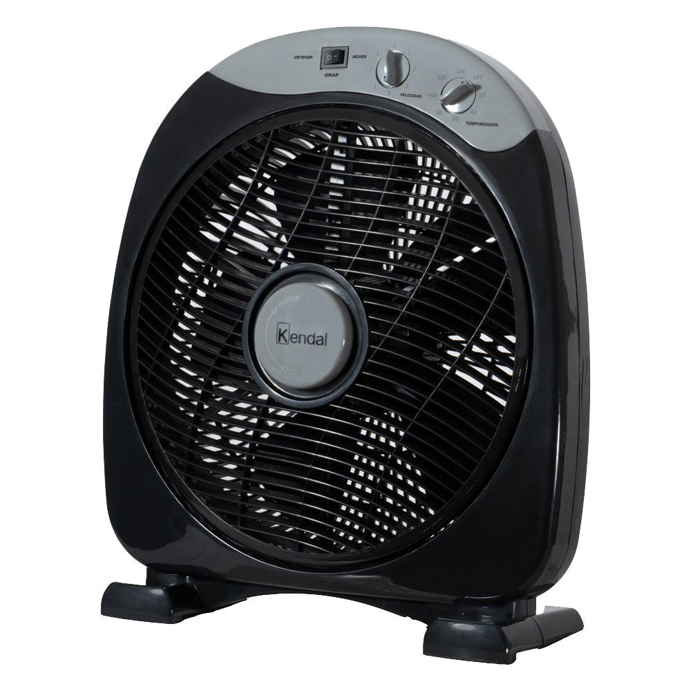 Ventilador Sobremesa Box 12 Pulgadas Negro Potencia 40W Con Temporizador 3 Velocidades Compacto Y Potente