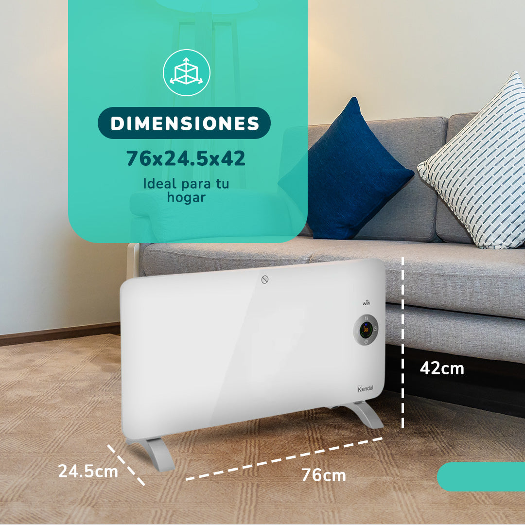 Estufa Panel Calefactor Aluminio WIFI Potencia 1500w Cobertura 18m2 Instalación Piso/Muro