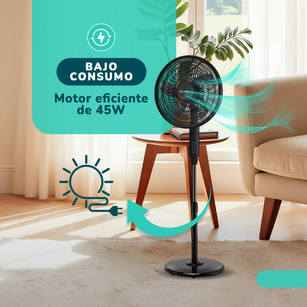 Ventilador Pedestal 16 Pulgadas Kendal KVP-INSECTOFF 45W 3 Velocidades y Repelente de Mosquitos