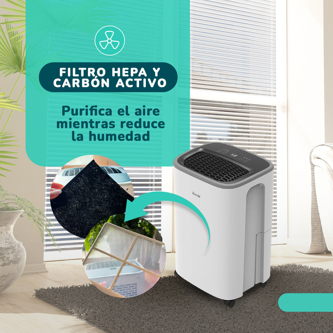 Deshumedecedor y Purificador de Aire KENDAL 12 Litros Potencia 190W Cobertura 30m2