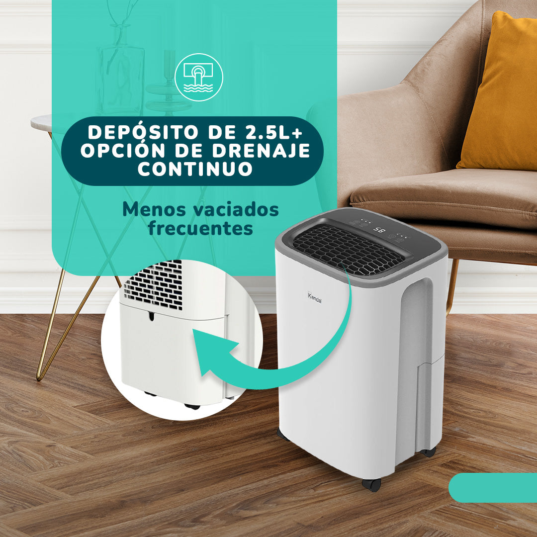 Deshumedecedor y Purificador de Aire KENDAL 12 Litros Potencia 190W Cobertura 30m2