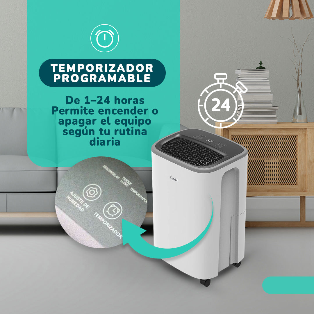 Deshumedecedor y Purificador de Aire KENDAL 12 Litros Potencia 190W Cobertura 30m2