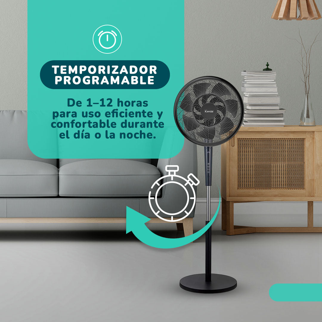 Ventilador Kendal KVP-TURBO3 3x1 - Aspas Dobles 14 - 55W - Control Remoto y Pantalla LED