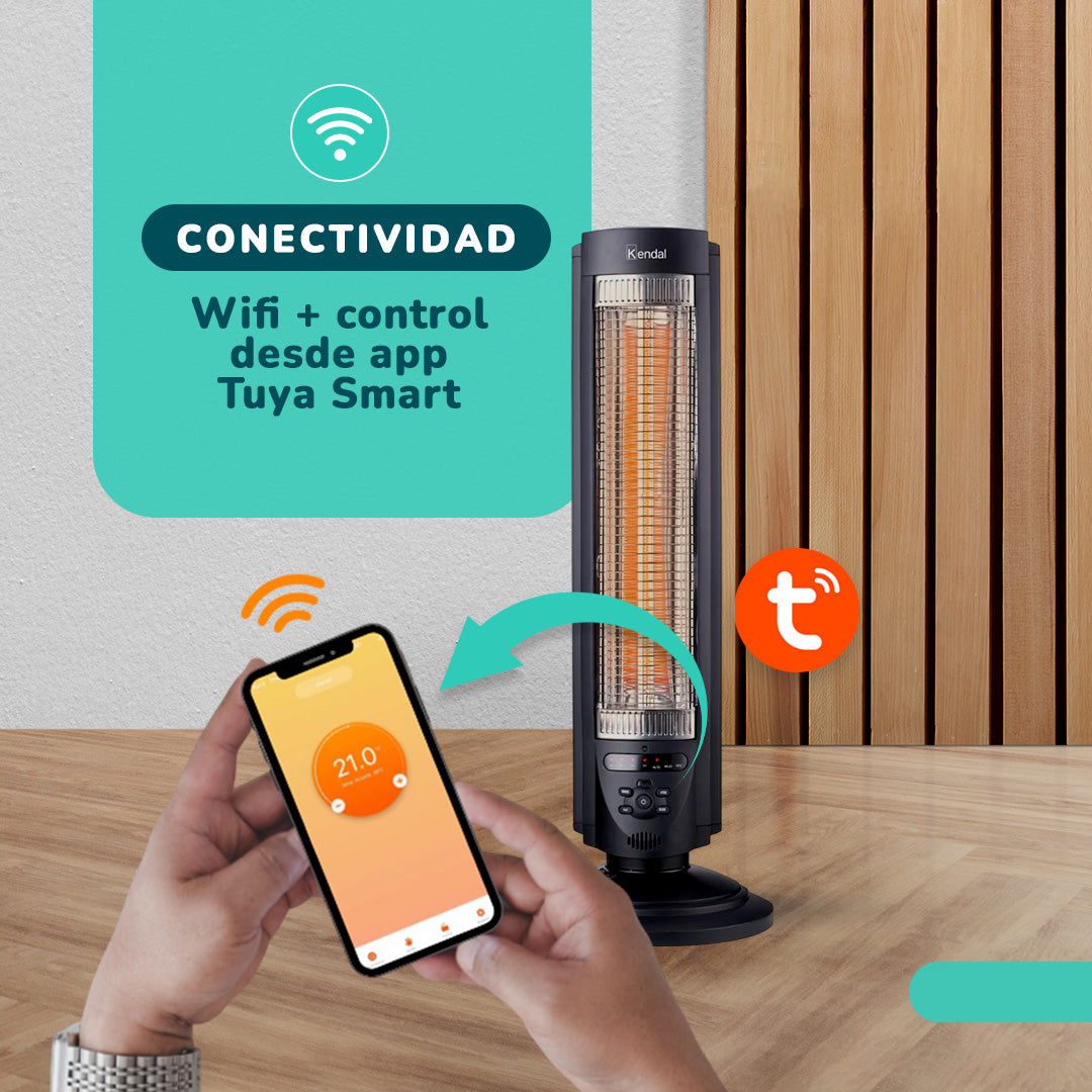 Estufa Eléctrica Fibra Carbono Kendal  WIFI Potencia 700w Cobertura 14m2