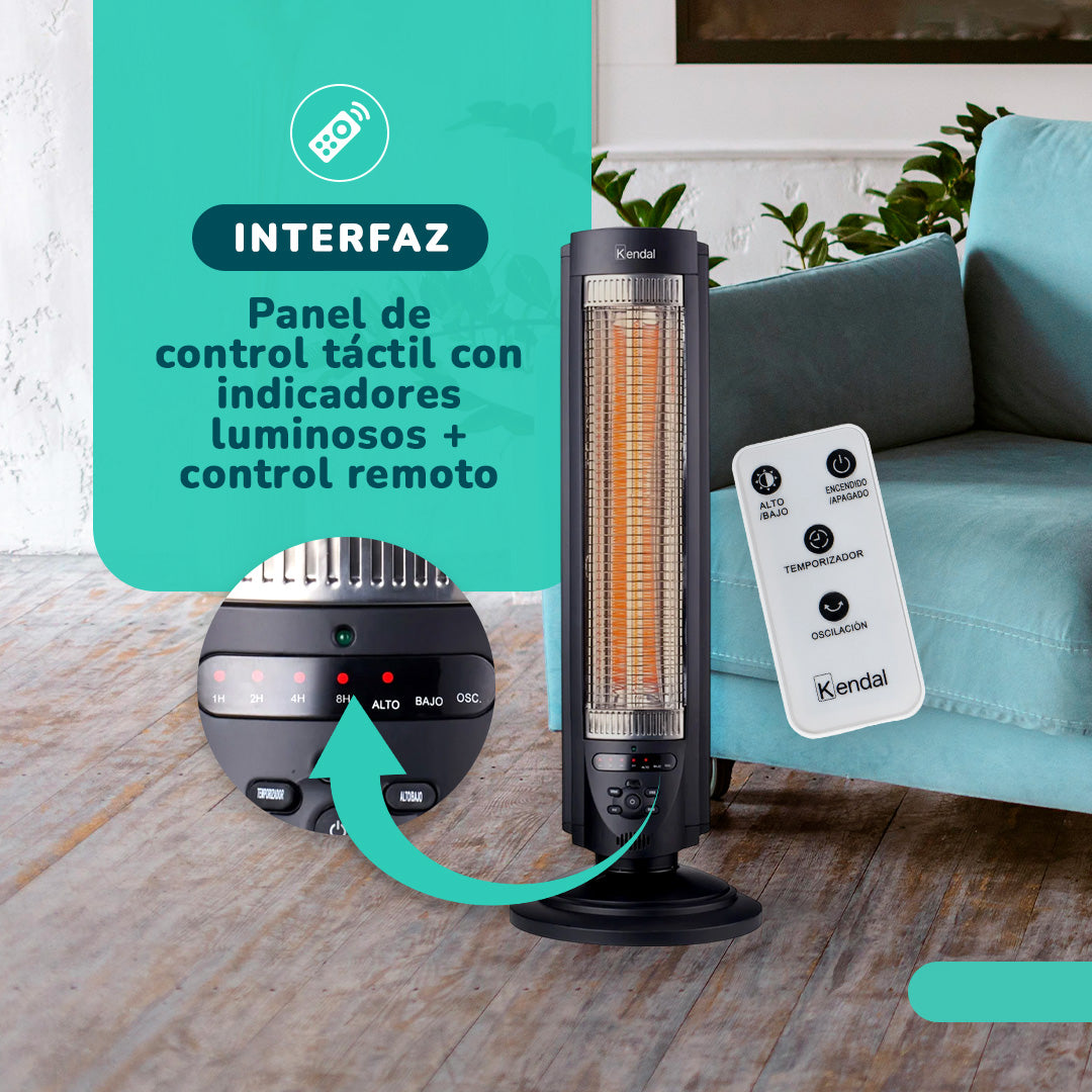 Estufa Eléctrica Fibra Carbono Kendal  WIFI Potencia 700w Cobertura 14m2