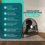 Ventilador Metálico de Piso Kendal FE-50 20 Pulgadas 150W de Potencia Alto Flujo de Aire