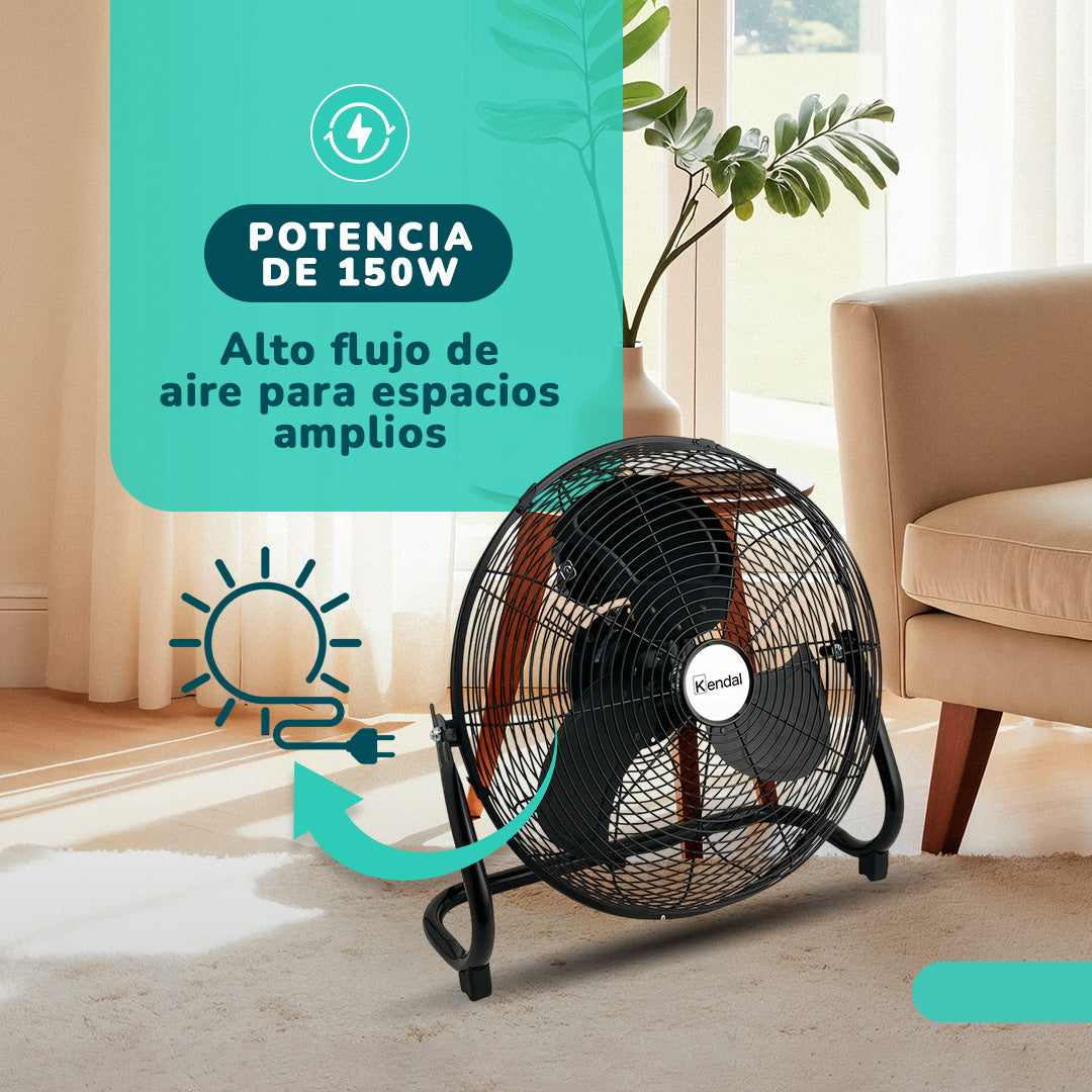 Ventilador Metálico de Piso Kendal FE-50 20 Pulgadas 150W de Potencia Alto Flujo de Aire