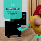 Panel Convector Eléctrico Vidrio KENDAL 1000W Control Digital Calefacción Silenciosa
