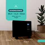Panel Convector Eléctrico Vidrio KENDAL 1000W Control Digital Calefacción Silenciosa