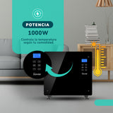 Panel Convector Eléctrico Vidrio KENDAL 1000W Control Digital Calefacción Silenciosa