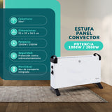 Estufa Panel Convector Potencia 2000w Cobertura 20m2 Temperatura Regulable Blanca