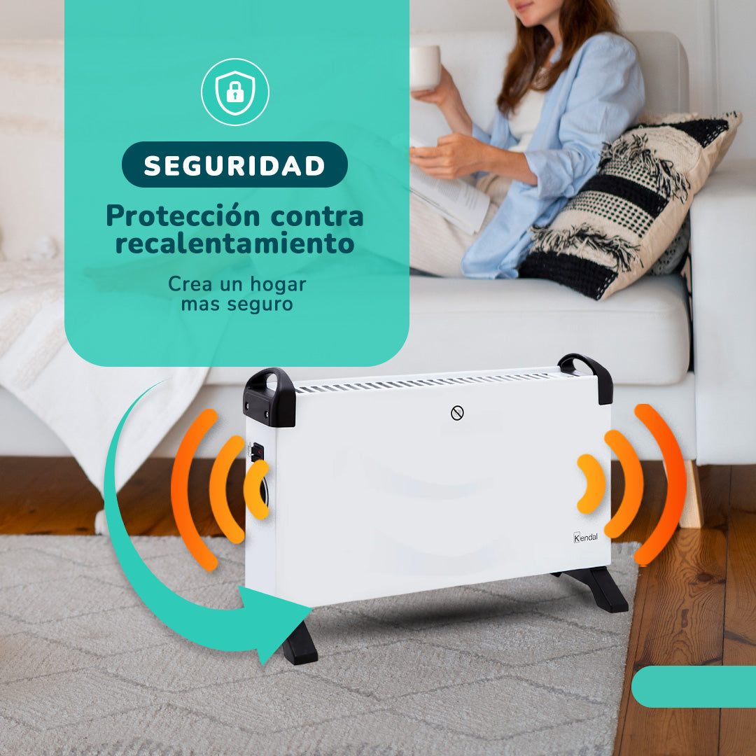 Estufa Panel Convector Potencia 2000w Cobertura 20m2 Temperatura Regulable Blanca