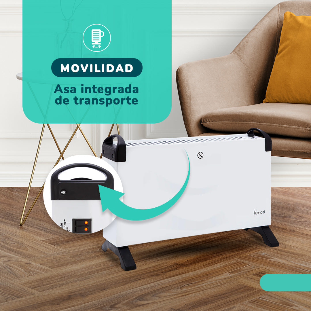 Estufa Panel Convector Potencia 2000w Cobertura 20m2 Temperatura Regulable Blanca
