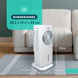 Ventilador Aire  4 En 1 | Potencia 50w Humidificador, Purificador, Control Remoto, Temporizador,3 Modos, Tanque 5L Con Ice Packs