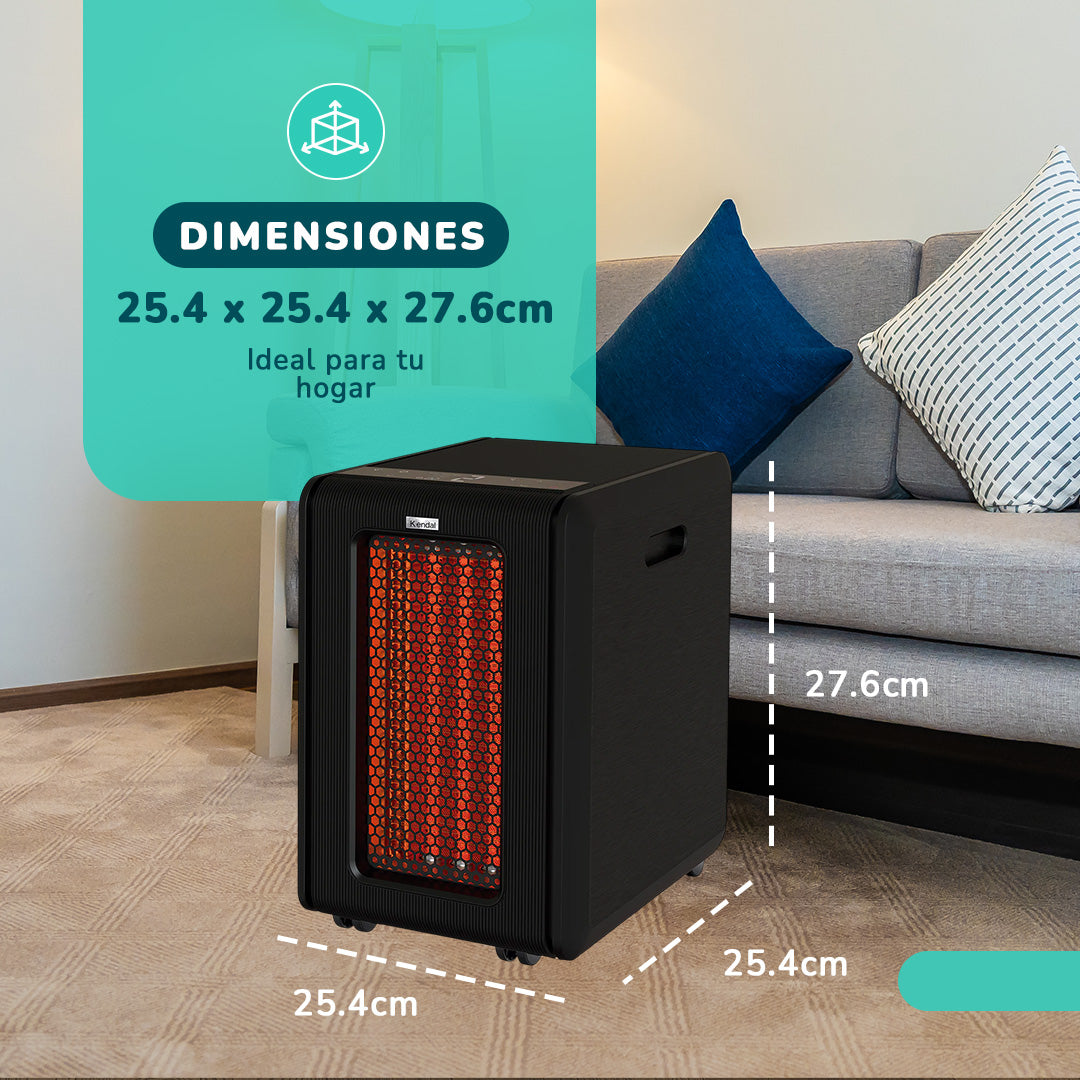 Estufa Infrarroja Kendal KEI-GOLDEN01 , 2000W, WIFI, 5 Modos de Calor, Negro – Para Ambientes hasta 65 m²