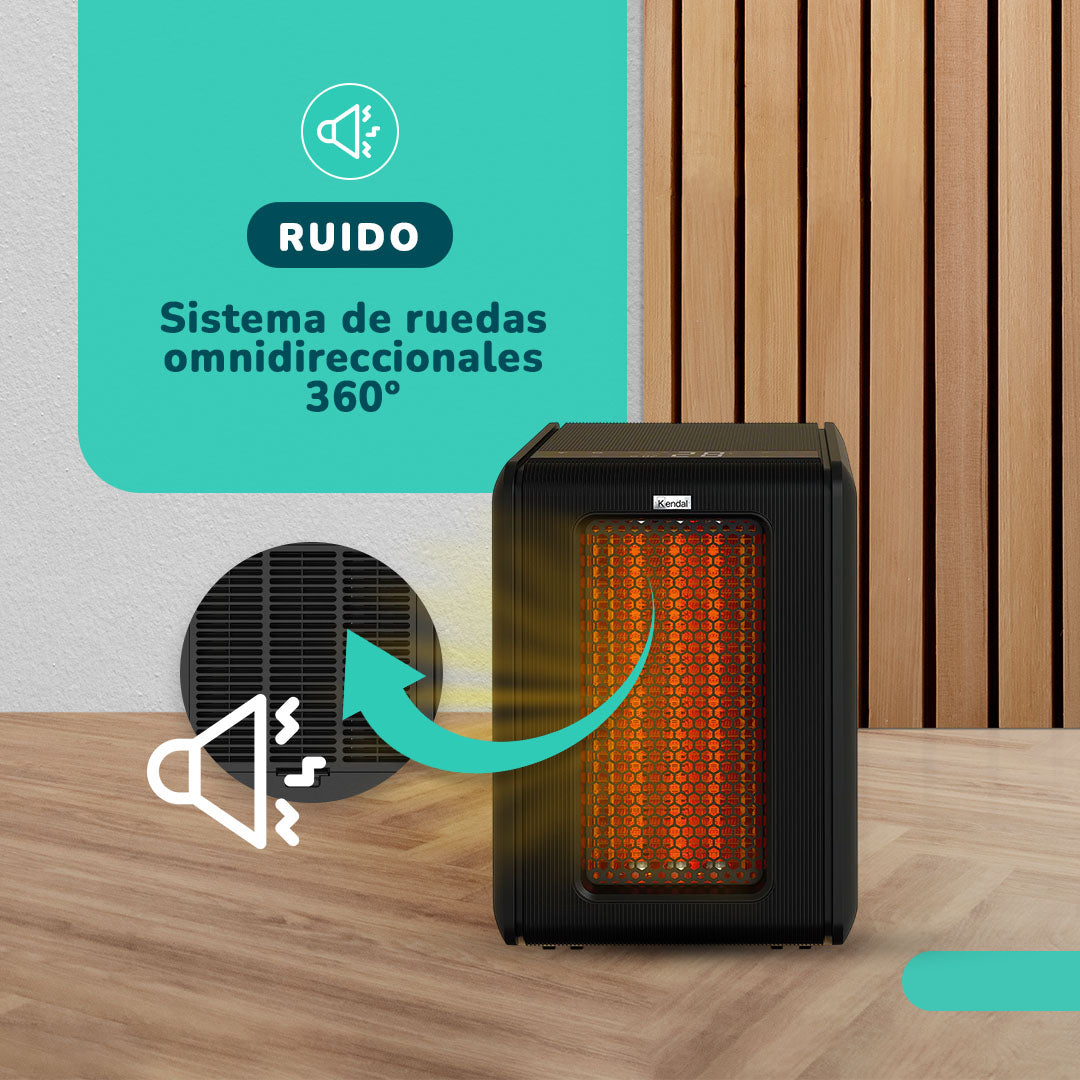 Estufa Infrarroja Kendal KEI-GOLDEN01 , 2000W, WIFI, 5 Modos de Calor, Negro – Para Ambientes hasta 65 m²