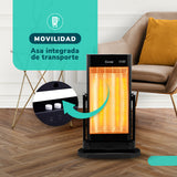 Estufa Eléctrica Fibra de Carbono Negra KENDAL Potencia 900W Calefacción Rápida Oscilante