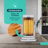 Estufa Eléctrica Fibra de Carbono Blanca KENDAL Potencia 900W Calefacción Rápida Oscilante