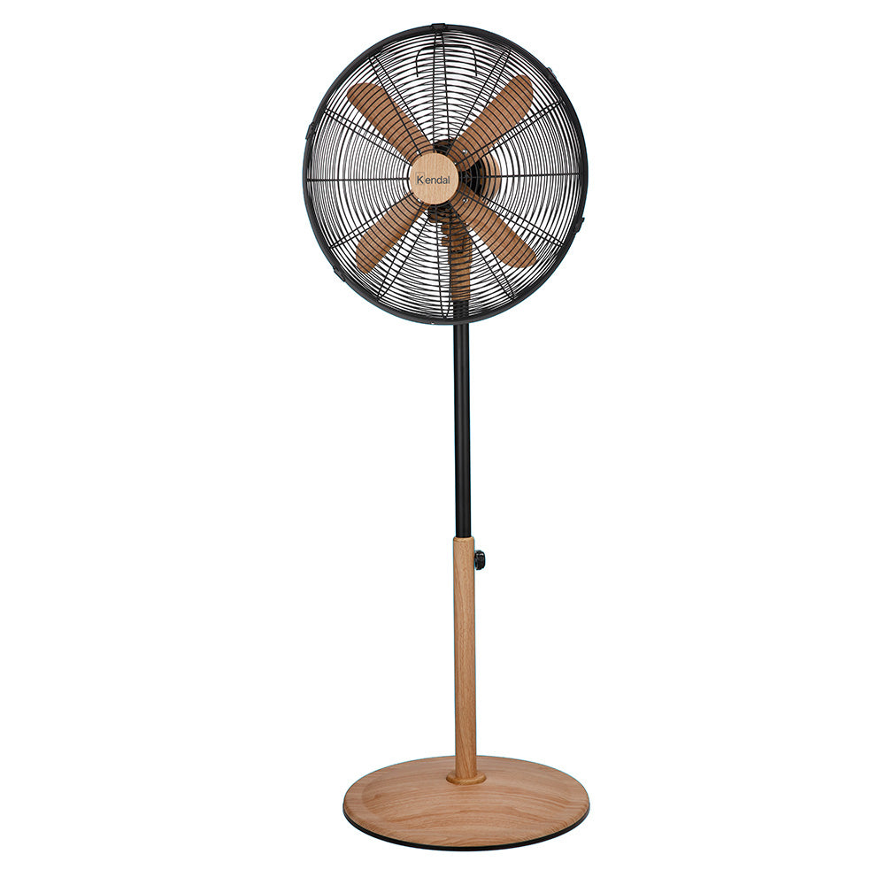 Ventilador de Pedestal 16 Pulgadas Metal Madera -Beige KZF-1616F Potencia 60W