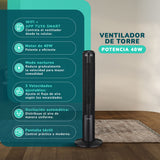 Ventilador Torre Kendal Kvt-k4007 Potente Con Wifi Y Control Remoto
