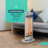 Estufa Eléctrica Fibra de Carbono KENDAL 1000W Oscilante Calefactor Silver