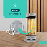 Estufa Eléctrica Fibra de Carbono KENDAL 1000W Oscilante Calefactor Silver