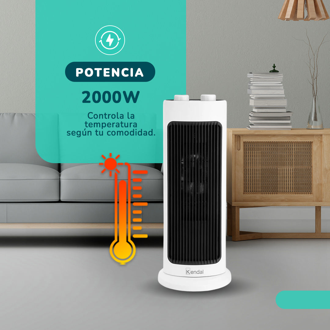 Calefactor Eléctrico PTC KENDAL Potencia 2000w Cobertura 20 m2