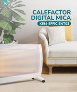 Estufa  Panel Calefactor MICA KENDAL Potencia 1800w Cobertura 18m2 Instalación Piso/Muro